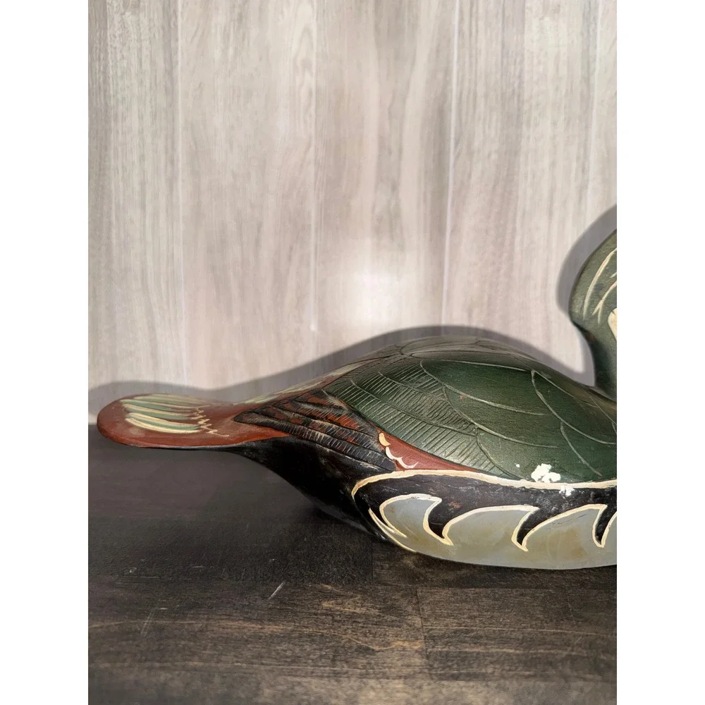 Vintage Hand Painted Wooden Wood Duck Decoy Decorative Folk‎ Art Figurine